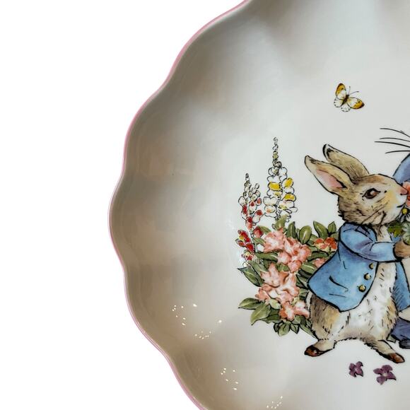 Zrike Beatrix Potter Peter Rabbit OVAL SERVING PLATTER Easter 14" Pink Edge NEW - Picture 6 of 16